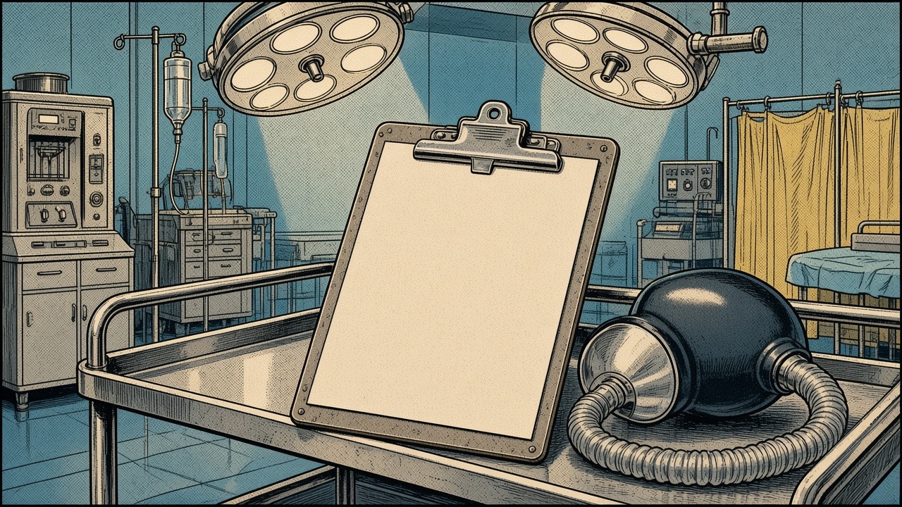 Comic: mask and blank booking clipboard