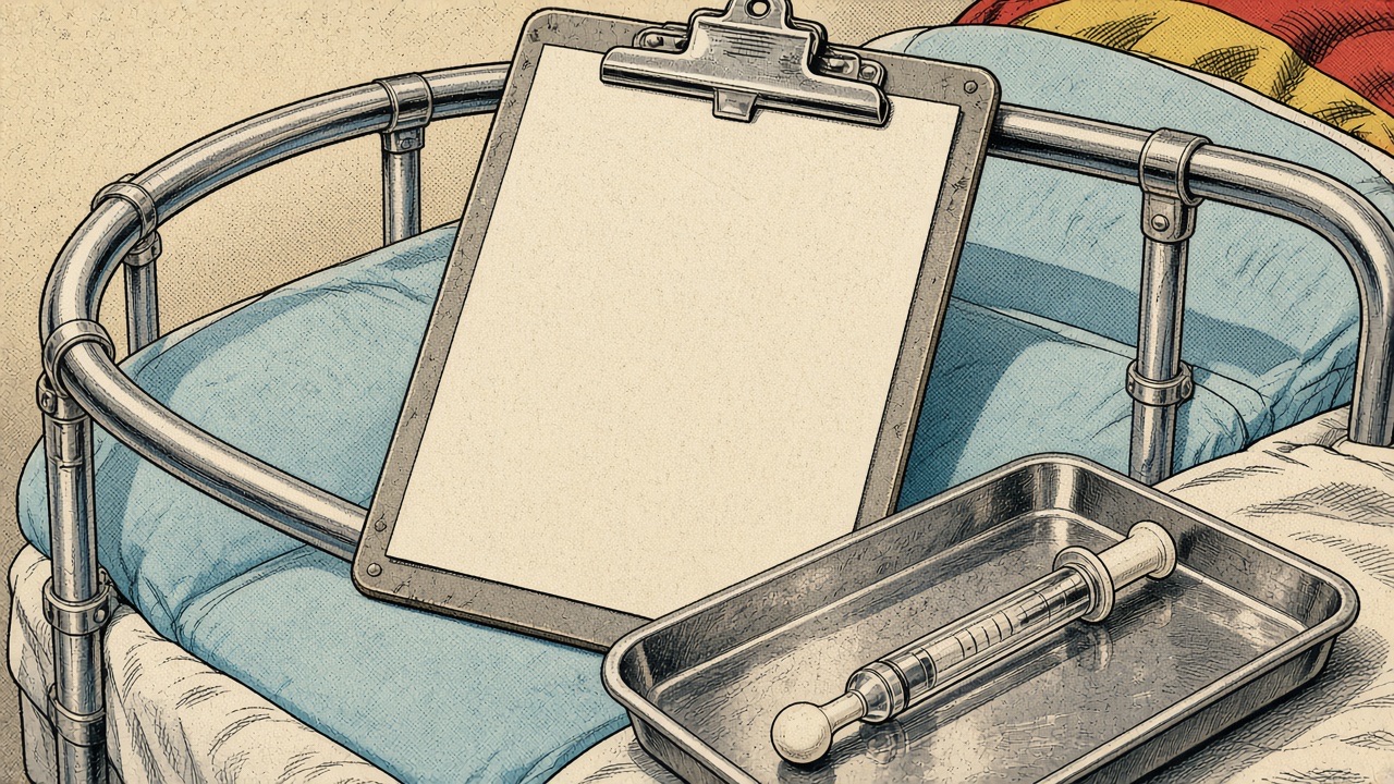 Comic clipboard on an empty rail